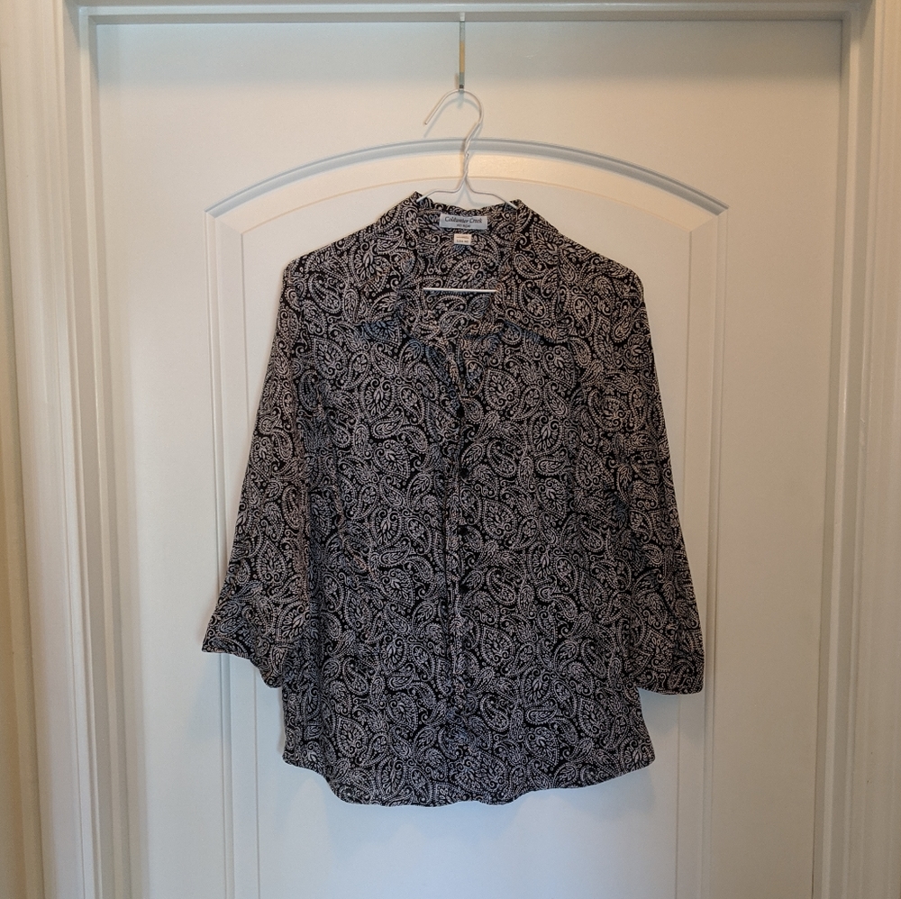Coldwater Creek Three Quarter Sleeve Button Top